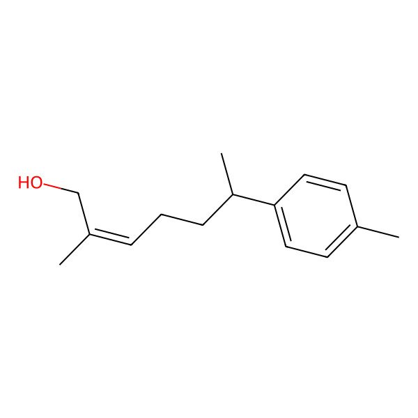 2D Structure of (E,6R)-2-methyl-6-(4-methylphenyl)hept-2-en-1-ol
