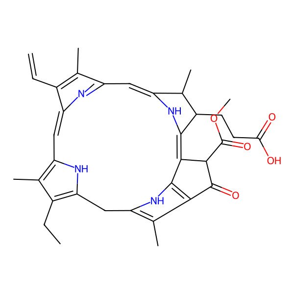 2D Structure of 3-[(3R,21S,22S)-16-ethenyl-11-ethyl-3-methoxycarbonyl-12,17,21,26-tetramethyl-4-oxo-7,23,24,25-tetrazahexacyclo[18.2.1.15,8.110,13.115,18.02,6]hexacosa-1,5,8(26),10,12,14,16,18(24),19-nonaen-22-yl]propanoic acid