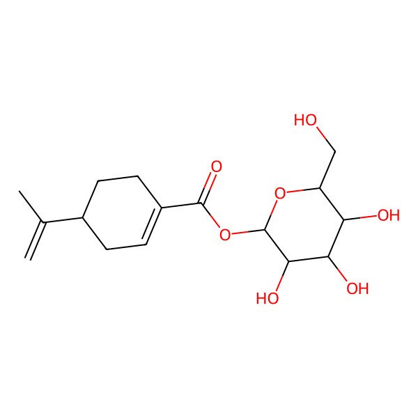 2D Structure of [(2S,3R,4S,5S,6R)-3,4,5-trihydroxy-6-(hydroxymethyl)oxan-2-yl] (4S)-4-prop-1-en-2-ylcyclohexene-1-carboxylate