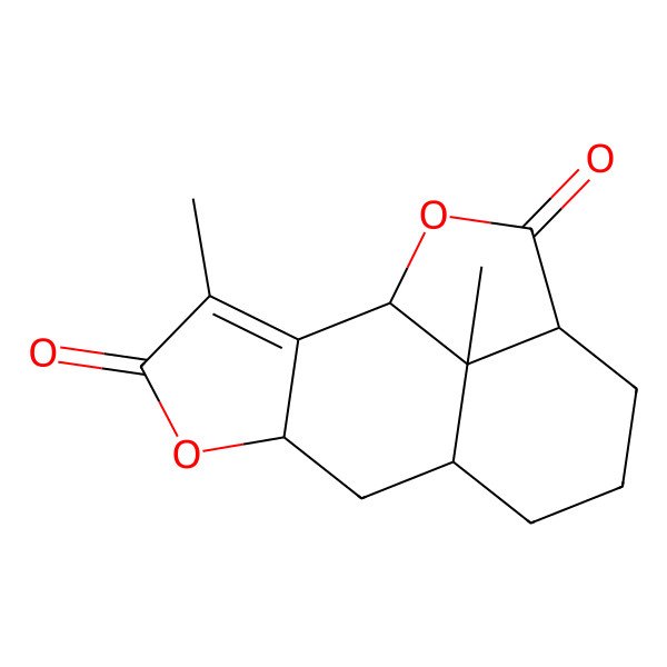 2D Structure of (1R,6S,8R,12S,15S)-3,15-dimethyl-5,14-dioxatetracyclo[6.6.1.02,6.012,15]pentadec-2-ene-4,13-dione