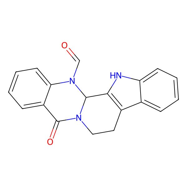 2D Structure of (1S)-14-oxo-3,13,21-triazapentacyclo[11.8.0.02,10.04,9.015,20]henicosa-2(10),4,6,8,15,17,19-heptaene-21-carbaldehyde