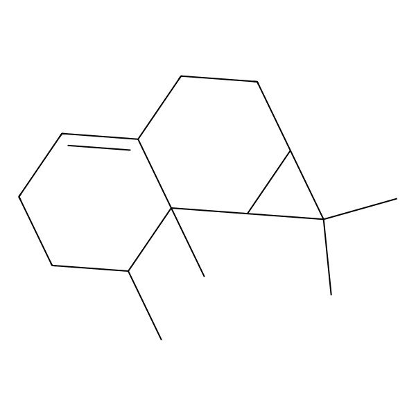 2D Structure of 1H-Cyclopropa[a]naphthalene, 1a,2,3,5,6,7,7a,7b-octahydro-1,1,7,7a-tetramethyl-, (1aR,7R,7aR,7bS)-(+)-