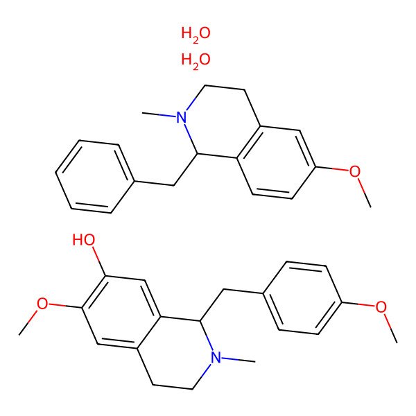 2D Structure of 1-benzyl-6-methoxy-2-methyl-3,4-dihydro-1H-isoquinoline;6-methoxy-1-[(4-methoxyphenyl)methyl]-2-methyl-3,4-dihydro-1H-isoquinolin-7-ol;dihydrate