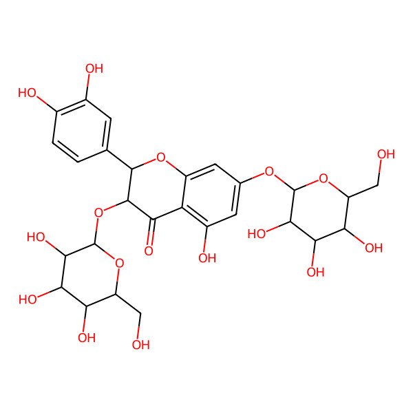 2D Structure of 2-(3,4-Dihydroxyphenyl)-3-(beta-D-glucopyranosyloxy)-5-hydroxy-7-(beta-D-glucopyranosyloxy)-2,3-dihydro-4H-1-benzopyran-4-one