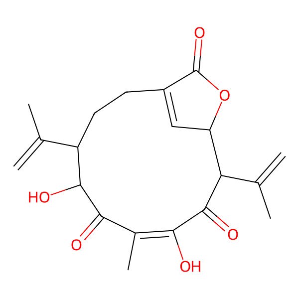 2D Structure of (4S,5S,7E,10R,11R)-5,8-dihydroxy-7-methyl-4,10-bis(prop-1-en-2-yl)-12-oxabicyclo[9.2.1]tetradeca-1(14),7-diene-6,9,13-trione