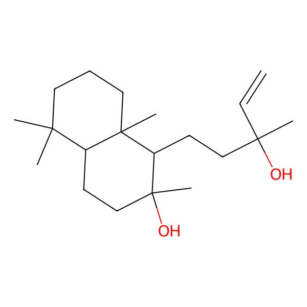 2D Structure of [1R-[1alpha(R*),2beta,4abeta,8aalpha]]-2-hydroxy-alpha,2,5,5,8a-pentamethyl-alpha-vinyldecahydronaphthalene-1-propan-1-ol