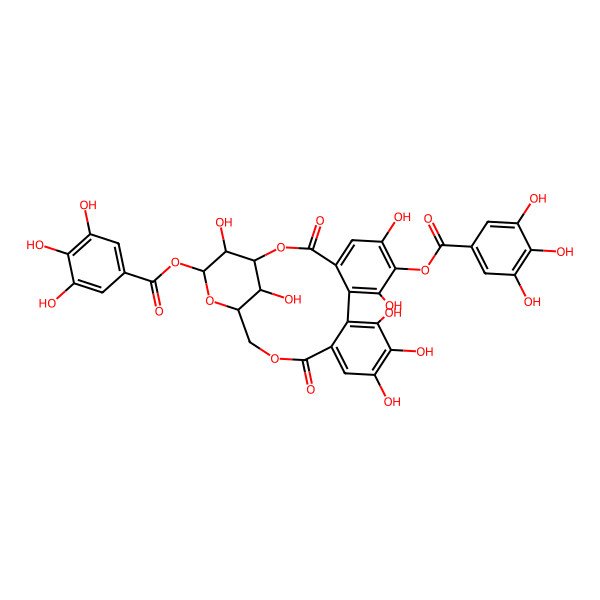 2D Structure of [(21S,22R,23R)-6,8,11,12,13,22,23-heptahydroxy-3,16-dioxo-7-(3,4,5-trihydroxybenzoyl)oxy-2,17,20-trioxatetracyclo[17.3.1.04,9.010,15]tricosa-4,6,8,10,12,14-hexaen-21-yl] 3,4,5-trihydroxybenzoate