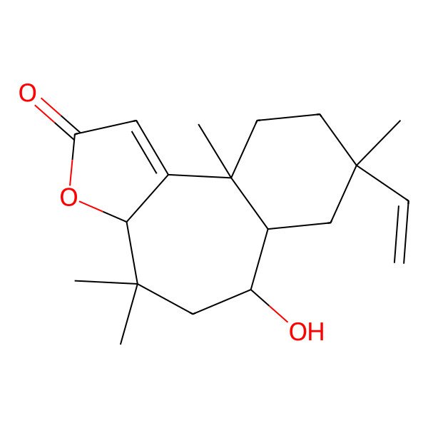 2D Structure of (1R,6R,9S,10R,12R)-12-ethenyl-9-hydroxy-1,7,7,12-tetramethyl-5-oxatricyclo[8.4.0.02,6]tetradec-2-en-4-one