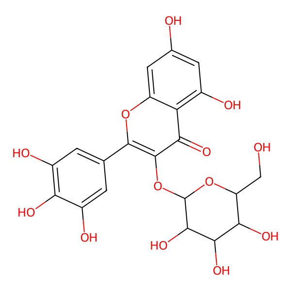 2D Structure of 5,7-dihydroxy-3-[(2R,3R,4S,5R,6R)-3,4,5-trihydroxy-6-(hydroxymethyl)oxan-2-yl]oxy-2-(3,4,5-trihydroxyphenyl)chromen-4-one