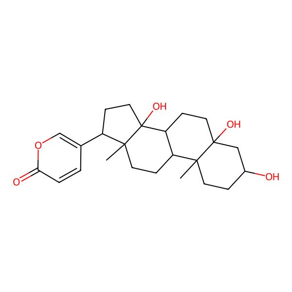 2D Structure of 5-[(3S,5S,9S)-3,5,14-trihydroxy-10,13-dimethyl-2,3,4,6,7,8,9,11,12,15,16,17-dodecahydro-1H-cyclopenta[a]phenanthren-17-yl]pyran-2-one
