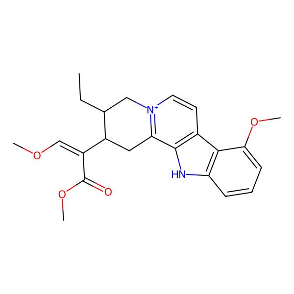 2D Structure of methyl (E)-2-[(2S,3S)-3-ethyl-8-methoxy-2,3,4,12-tetrahydro-1H-indolo[2,3-a]quinolizin-5-ium-2-yl]-3-methoxyprop-2-enoate