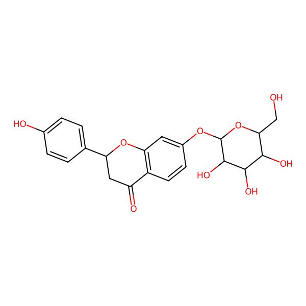 2D Structure of (2R)-2-(4-hydroxyphenyl)-7-[(2S,3R,4S,5S,6R)-3,4,5-trihydroxy-6-(hydroxymethyl)oxan-2-yl]oxy-2,3-dihydrochromen-4-one