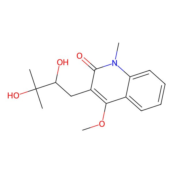 2D Structure of 3-((2R)-2,3-Dihydroxy-3-methylbutyl)-4-methoxy-1-methyl-2(1H)-quinolinone