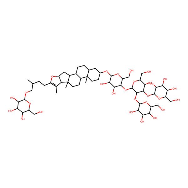 2D Structure of (2R,3R,4S,5S,6R)-2-[4-[16-[(2R,3R,4R,5R,6R)-3,4-dihydroxy-5-[(2S,3R,4S,5R,6R)-5-hydroxy-6-(hydroxymethyl)-3,4-bis[[(2S,3R,4S,5S,6R)-3,4,5-trihydroxy-6-(hydroxymethyl)oxan-2-yl]oxy]oxan-2-yl]oxy-6-(hydroxymethyl)oxan-2-yl]oxy-7,9,13-trimethyl-5-oxapentacyclo[10.8.0.02,9.04,8.013,18]icos-6-en-6-yl]-2-methylbutoxy]-6-(hydroxymethyl)oxane-3,4,5-triol