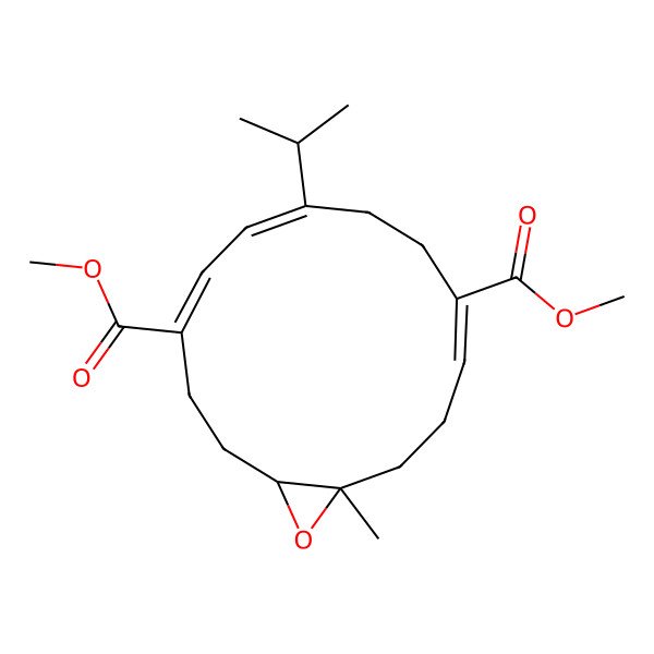 2D Structure of dimethyl (1S,4E,6Z,10Z,14S)-14-methyl-7-propan-2-yl-15-oxabicyclo[12.1.0]pentadeca-4,6,10-triene-4,10-dicarboxylate