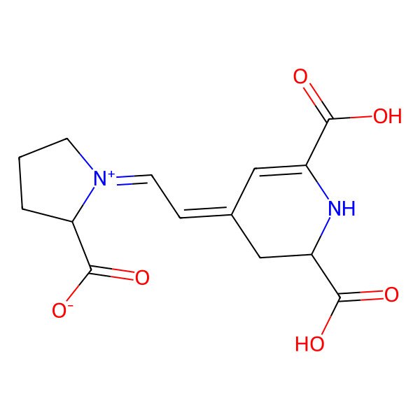 2D Structure of (2S)-1-[(2Z)-2-[(2S)-2,6-dicarboxy-2,3-dihydro-1H-pyridin-4-ylidene]ethylidene]pyrrolidin-1-ium-2-carboxylate