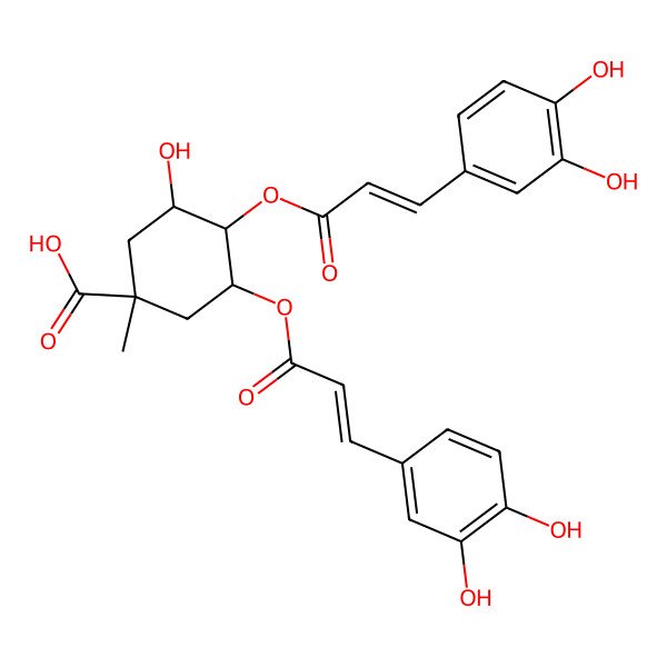 2D Structure of (1R,3R,4R,5R)-3,4-bis[[(E)-3-(3,4-dihydroxyphenyl)prop-2-enoyl]oxy]-5-hydroxy-1-methylcyclohexane-1-carboxylic acid