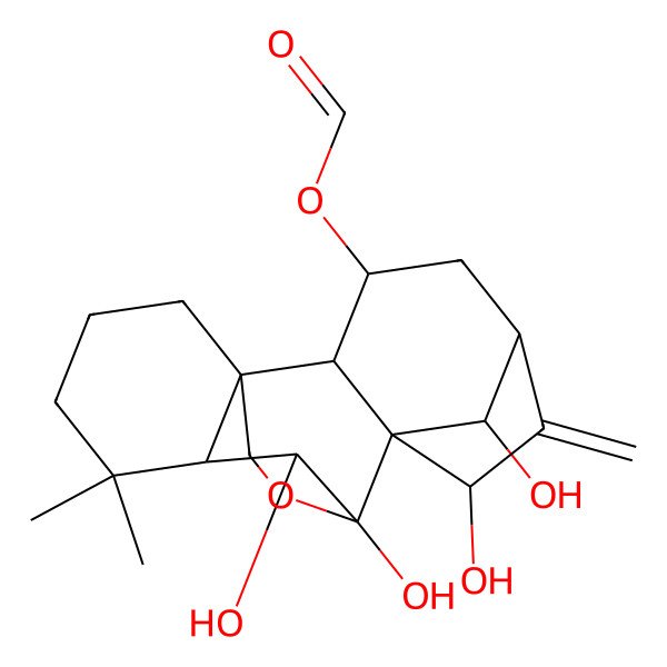 2D Structure of [(2S,5S,8R,9R,10S,11R)-7,9,10,18-tetrahydroxy-12,12-dimethyl-6-methylidene-17-oxapentacyclo[7.6.2.15,8.01,11.02,8]octadecan-3-yl] formate