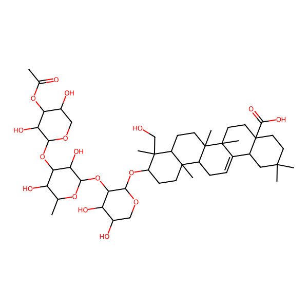 2D Structure of 3beta-[2-O-[3-O-(3-O-Acetyl-beta-D-xylopyranosyl)-alpha-L-rhamnopyranosyl]-alpha-L-arabinopyranosyloxy]-23-hydroxyoleana-12-ene-28-oic acid