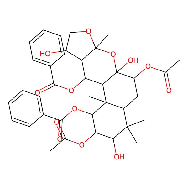 2D Structure of [(1S,2S,3R,4S,5S,7S,9R,10R,12R,15S,16S,17S)-4,9-diacetyloxy-3-benzoyloxy-5,10,15-trihydroxy-2,6,6,12-tetramethyl-11,13-dioxatetracyclo[8.7.0.02,7.012,16]heptadecan-17-yl] benzoate