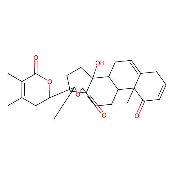 2D Structure of (13R)-6-(4,5-dimethyl-6-oxo-2,3-dihydropyran-2-yl)-2-hydroxy-6,13-dimethyl-7-oxapentacyclo[10.8.0.02,9.05,9.013,18]icosa-15,18-diene-8,14-dione
