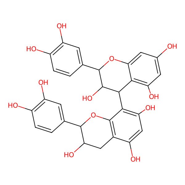 2D Structure of 2-(3,4-dihydroxyphenyl)-8-[2-(3,4-dihydroxyphenyl)-3,5,7-trihydroxy-3,4-dihydro-2H-chromen-4-yl]-3,4-dihydro-2H-chromene-3,5,7-triol