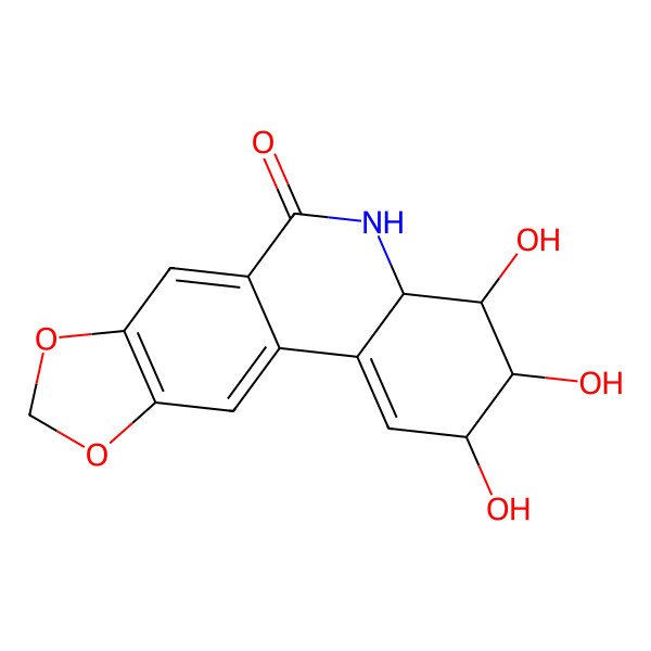2D Structure of (2R,3S,4R,4aS)-2,3,4-trihydroxy-3,4,4a,5-tetrahydro-2H-[1,3]dioxolo[4,5-j]phenanthridin-6-one