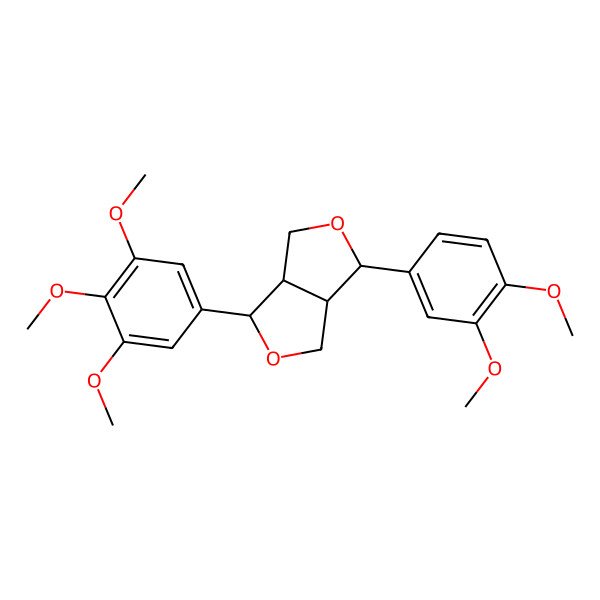 2D Structure of (3R,3aR,6S,6aR)-3-(3,4-dimethoxyphenyl)-6-(3,4,5-trimethoxyphenyl)-1,3,3a,4,6,6a-hexahydrofuro[3,4-c]furan