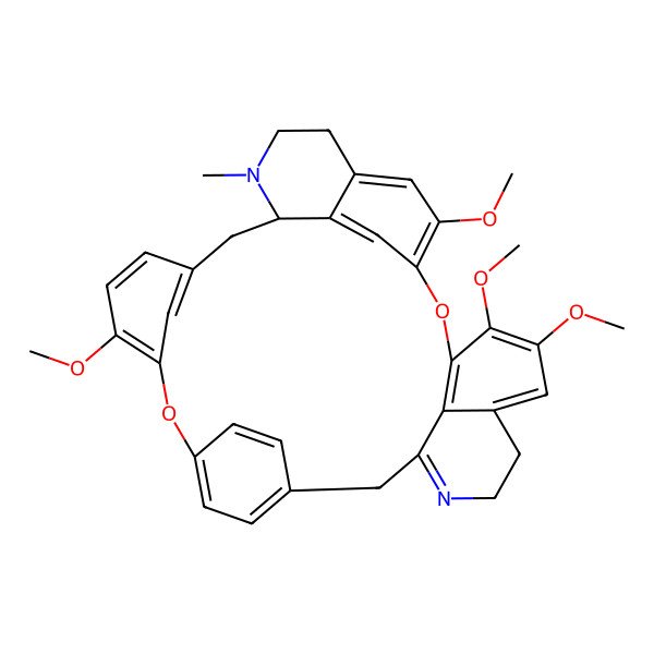 2D Structure of (4aR)-3,4,4a,5,18,19-Hexahydro-9,21,22,26-tetramethoxy-4-methyl-2H-1,24:12,15-dietheno-6,10-metheno-16H-pyrido[2',3':17,18][1,10]dioxacycloeicosino[2,3,4-ij]isoquinoline