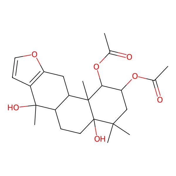 2D Structure of [(1R,2S,4aR,6aR,7S,11aS,11bS)-1-acetyloxy-4a,7-dihydroxy-4,4,7,11b-tetramethyl-1,2,3,5,6,6a,11,11a-octahydronaphtho[2,1-f][1]benzofuran-2-yl] acetate