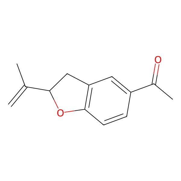 2D Structure of Ethanone, 1-[2,3-dihydro-2-(1-methylethenyl)-5-benzofuranyl]-