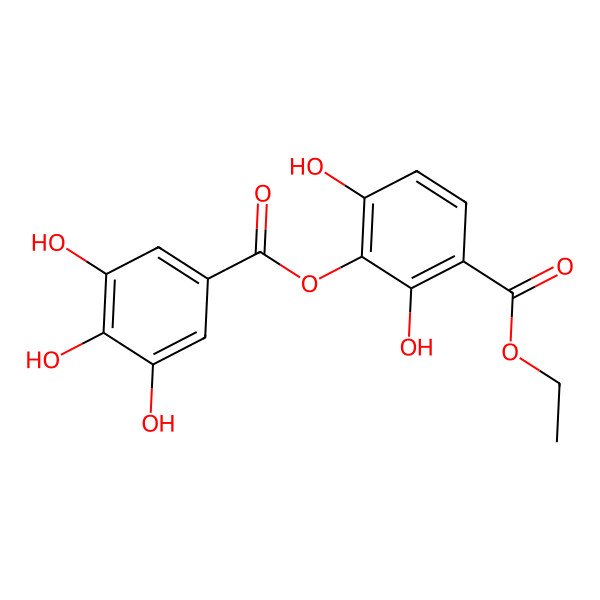 2D Structure of Ethyl 2,4-dihydroxy-3-((3,4,5-trihydroxybenzoyl)oxy)-benzoate