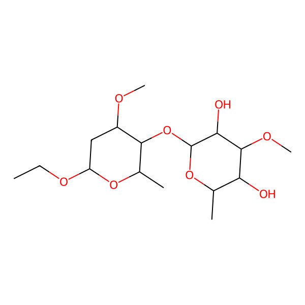 2D Structure of Ethyl 4-O-(3-O-methyl-6-deoxy-beta-D-glucopyranosyl)-3-O-methyl-2,6-dideoxy-alpha-D-glucopyranoside