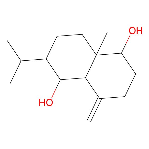 2D Structure of (1R,2R,4aS,5S,8aR)-4a-methyl-8-methylidene-2-propan-2-yl-1,2,3,4,5,6,7,8a-octahydronaphthalene-1,5-diol 2D Structure of (1R,2R,4aS,5S,8aR)-4a-methyl-8-methylidene-2-propan-2-yl-1,2,3,4,5,6,7,8a-octahydronaphthalene-1,5-diol