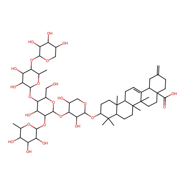 2D Structure of (4aS,6aR,6aS,6bR,8aR,10S,12aR,14bS)-10-[(2S,3R,4S,5R)-4-[(2S,3R,4S,5S,6R)-5-[(2S,3R,4S,5R,6S)-3,4-dihydroxy-6-methyl-5-[(2S,3R,4S,5S)-3,4,5-trihydroxyoxan-2-yl]oxyoxan-2-yl]oxy-4-hydroxy-6-(hydroxymethyl)-3-[(2S,3R,4R,5R,6S)-3,4,5-trihydroxy-6-methyloxan-2-yl]oxyoxan-2-yl]oxy-3,5-dihydroxyoxan-2-yl]oxy-6a,6b,9,9,12a-pentamethyl-2-methylidene-1,3,4,5,6,6a,7,8,8a,10,11,12,13,14b-tetradecahydropicene-4a-carboxylic acid