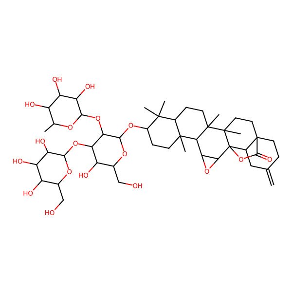 2D Structure of (1S,2S,4S,5R,6S,9S,11R,14R,15S,18S,23R)-9-[(2R,3R,4S,5R,6R)-5-hydroxy-6-(hydroxymethyl)-4-[(2S,3R,4S,5S,6R)-3,4,5-trihydroxy-6-(hydroxymethyl)oxan-2-yl]oxy-3-[(2S,3R,4R,5R,6S)-3,4,5-trihydroxy-6-methyloxan-2-yl]oxyoxan-2-yl]oxy-6,10,10,14,15-pentamethyl-21-methylidene-3,24-dioxaheptacyclo[16.5.2.01,15.02,4.05,14.06,11.018,23]pentacosan-25-one
