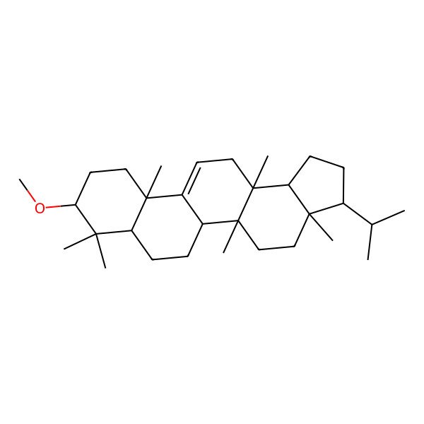 2D Structure of (5aR,9S,11aS,13bR)-9-methoxy-3a,5a,8,8,11a,13a-hexamethyl-3-propan-2-yl-1,2,3,4,5,5b,6,7,7a,9,10,11,13,13b-tetradecahydrocyclopenta[a]chrysene