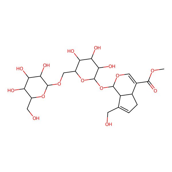 2D Structure of methyl (1S,4aS,7aS)-7-(hydroxymethyl)-1-[(2S,3R,4S,5S,6R)-3,4,5-trihydroxy-6-[[(2S,3R,4S,5S,6R)-3,4,5-trihydroxy-6-(hydroxymethyl)oxan-2-yl]oxymethyl]oxan-2-yl]oxy-1,4a,5,7a-tetrahydrocyclopenta[c]pyran-4-carboxylate