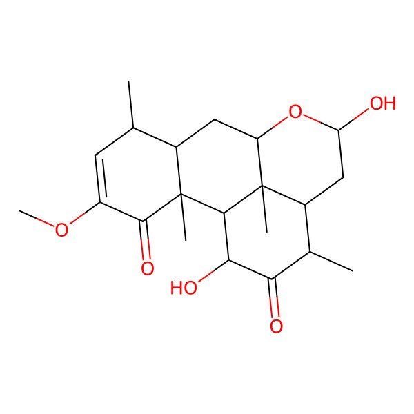 2D Structure of (2S,9R,11S,13S,17S)-11,16-dihydroxy-4-methoxy-2,6,14,17-tetramethyl-10-oxatetracyclo[7.7.1.02,7.013,17]heptadec-4-ene-3,15-dione
