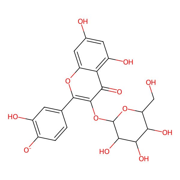2D Structure of 4-[5,7-dihydroxy-4-oxo-3-[(3R,4S,5R,6R)-3,4,5-trihydroxy-6-(hydroxymethyl)oxan-2-yl]oxychromen-2-yl]-2-hydroxyphenolate