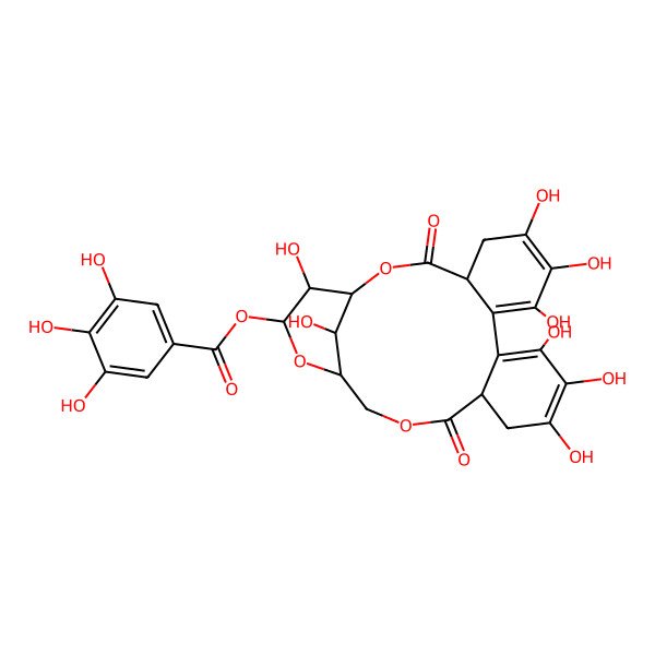 2D Structure of (6,7,8,11,12,13,22,23-Octahydroxy-3,16-dioxo-2,17,20-trioxatetracyclo[17.3.1.04,9.010,15]tricosa-6,8,10,12-tetraen-21-yl) 3,4,5-trihydroxybenzoate