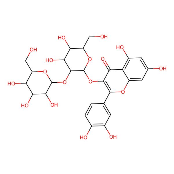 2D Structure of 3-[(2R,3R,4S,5S,6R)-4,5-dihydroxy-6-(hydroxymethyl)-3-[(2S,3R,4S,5S,6R)-3,4,5-trihydroxy-6-(hydroxymethyl)oxan-2-yl]oxyoxan-2-yl]oxy-2-(3,4-dihydroxyphenyl)-5,7-dihydroxychromen-4-one