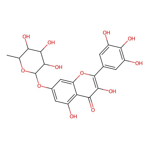 2D Structure of 3,5-dihydroxy-7-[(2S,3R,4R,5R,6S)-3,4,5-trihydroxy-6-methyloxan-2-yl]oxy-2-(3,4,5-trihydroxyphenyl)chromen-4-one