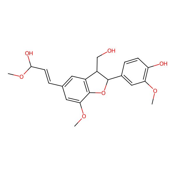 2D Structure of 4-[(2S,3R)-5-[(E)-3-hydroxy-3-methoxyprop-1-enyl]-3-(hydroxymethyl)-7-methoxy-2,3-dihydro-1-benzofuran-2-yl]-2-methoxyphenol