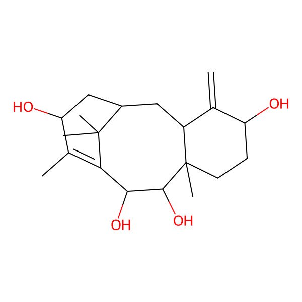 2D Structure of (3R,5S,8R,9R,10R,13S)-8,12,15,15-tetramethyl-4-methylidenetricyclo[9.3.1.03,8]pentadec-11-ene-5,9,10,13-tetrol