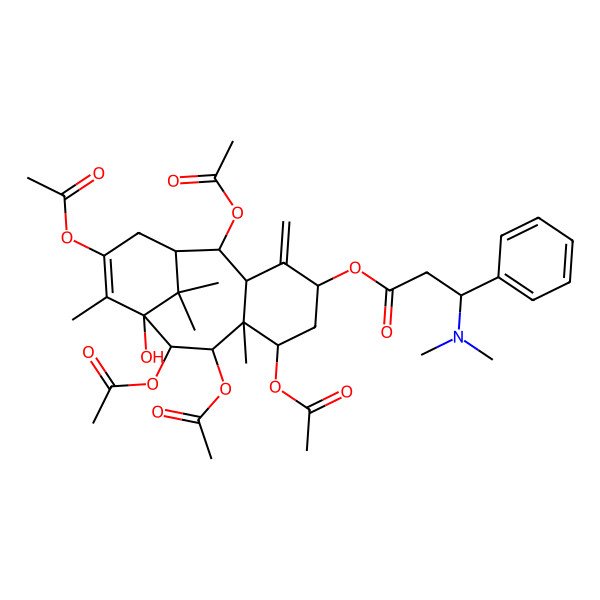 2D Structure of [(1R,2R,3R,5S,7S,8S,9R,10S,11S)-2,7,9,10,13-pentaacetyloxy-11-hydroxy-8,12,15,15-tetramethyl-4-methylidene-5-tricyclo[9.3.1.03,8]pentadec-12-enyl] (3R)-3-(dimethylamino)-3-phenylpropanoate