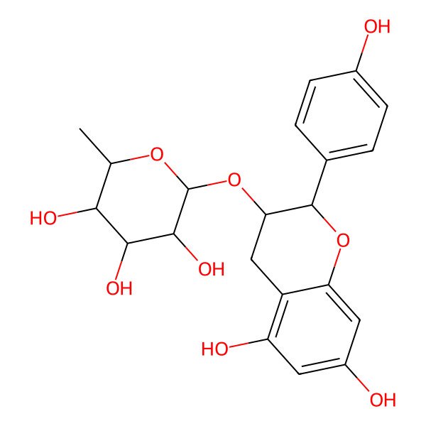 2D Structure of (2S,3R,4R,5R,6S)-2-[[(2R,3R)-5,7-dihydroxy-2-(4-hydroxyphenyl)-3,4-dihydro-2H-chromen-3-yl]oxy]-6-methyloxane-3,4,5-triol