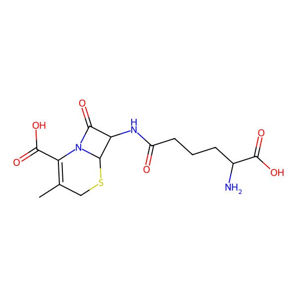 2D Structure of (6R,7S)-7-[[(5S)-5-amino-5-carboxypentanoyl]amino]-3-methyl-8-oxo-5-thia-1-azabicyclo[4.2.0]oct-2-ene-2-carboxylic acid