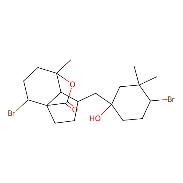 2D Structure of (1R,4R,5S,6S,9R)-9-bromo-4-[[(1R,4R)-4-bromo-1-hydroxy-3,3-dimethylcyclohexyl]methyl]-6-methyl-11-oxatricyclo[4.3.2.01,5]undecan-10-one