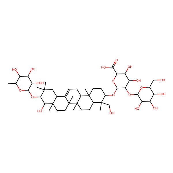2D Structure of 3beta-(2-O-beta-D-Galactopyranosyl-beta-D-glucopyranuronosyloxy)-21alpha-(alpha-L-rhamnopyranosyloxy)oleana-12-ene-22beta,24-diol
